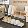 Estante de Almacenamiento para Tazas de Cocina Estante de Almacenamiento para el Hogar Mesa de Comedor Encimera Taza Taza de Café Estante de Doble Capa con Bandeja de Drenaje