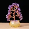 Árvore da Fortuna de Cascalho de Cristal Citrino Natural Decorações de Ornamentos para Escritório Estudo Cornucópia de Esmalte Colorido Vaca de Dinheiro