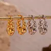 Moda Europea y Americana Simple Nicho Popular Pendientes de Acero de Titanio Acero Inoxidable Chapado en Oro de 18 Quilates Gradiente Tamaño Pendientes de Perla para Mujer