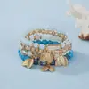 Venda Quente Transfronteiriça Pulseira Boêmia de Cristal Multicamadas Pingente de Folha Pulseira com Cordão Elástico Fabricante Spot Atacado