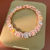 Pulseira Quadrada Exquisita com Fecho de Zircônia Estilo Palácio, Pulseira de Nicho de Luxo Leve, Joia de Mão de Alta Qualidade, Elegante e na Moda Atacado