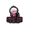 Nuevo Broche de Personaje de Dibujos Animados Creativo y Personalizado de Amazon, Insignia Quirky Simple de Letra Cruzada al por Mayor