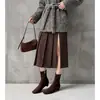 Botines de gamuza elástica para mujer estilo coreano ajustados, nuevos para otoño e invierno, de punta cuadrada, con cremallera lateral, tacón medio, color liso, botines cortos elásticos