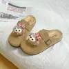 Chinelos Meia Baotou Retrô para Mulheres 205 Primavera e Outono Roupa Externa Novos Sapatos de Brim Birkenstock Sapatos Muller para Mulheres Sapatos Preguiçosos
