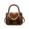 Bolso Cuadros Lindo 2025 Estilo Nuevo Estilo Encaje Corazón Mini Bolso Cruzado Nuevos Accesorios para Niños Bolsa