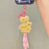 Oro Puro 999 Oro Dibujo Animado Fresa Preocupación Cero Oso Fresa Cadena para Teléfono Bolso Colgante Llavero Regalo Coleccionable Mayoreo