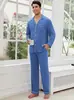 Amazon Transfronterizo Conjunto de Pijama de Manga Larga de Modal para Hombre Verano Cárdigan para Hombre Ropa de Casa Disponible