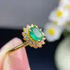 Anillo de Esmeralda Colombiana Natural, Tamaño de la Piedra Principal: 5*7mm, Plata de Ley 925 Incrustada de Precisión