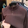 Sudadera gruesa para hombre con forro polar, media cremallera, color liso, cuello alto y capa interior cálida, nueva colección otoño/invierno 2026