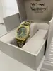 Dropshipping Reloj Vivian Westwood Azul Hielo Triturado Nuevo Reloj Morado Ciruela para Mujer Fruta del Dragón Saturno Reloj Pequeño Dorado