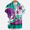 2024 Exportação Verão Novo Estilo Impressão Digital Popular 3D Simples e Fofo Pequeno Animal Camisa Casual Solta Masculina