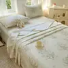 Lençol de Cama de Tecido Grosso 100% Algodão Puro Peça Única Linho Espessado Conjunto de Três Peças para Dormitório Lençol de Cama de Algodão