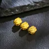 Plata S925 Chapada en Oro Seis Caracteres Flor Pequeña Agujero Recto Cuentas Espaciadoras Accesorio DIY Nuevo Estilo Étnico Chino Accesorio Versátil