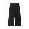 Exportación Transfronteriza al por Mayor Ropa de Mujer 2025 Otoño Estilo Europeo y Americano con Cinturón Color Sólido Casual Pantalones de Pierna Ancha para Mujer A68351