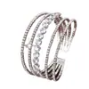 Accesorios de Novia para Bodas Europeas y Americanas Transfronterizas, Pulsera Abierta Multihilo Cruzada, Pulsera Tenis con Circonita Sintética Microincrustada al por Mayor