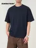 Camiseta Masculina Zoewatson Pesada 210g Algodão Mercerizado Simples Ombro Normal Manga Curta Verão Estilo Americano Versátil Gola Redonda