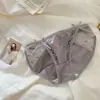 Bragas sexy de chica de deseo puro estilo francés con tirantes finos y lazo, de color liso, de malla y satén, caladas, transpirables, de tiro bajo