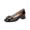 Zapatos de Salón Individuales para Mujer de Tacón Medio y Tacón Grueso, Boca Baja, Estilo Nuevo Primavera y Otoño 2026, Modernos y Versátiles, Piel Suave, Suela Suave, Zapatos Profesionales para el Trabajo y Formales