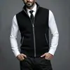Cárdigan de Punto para Hombre Otoño Invierno Chaleco de Punto Engrosado Más Terciopelo Cuello Alto Chaleco sin Mangas Chaleco Suéter Chaqueta