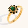 Moda Europea y Americana Nicho Lujo Ligero Elegante Joyería Vintage Acero Inoxidable Chapado en Oro de 18K Falda Anillo de Lujo con Diamantes Completos para Mujer