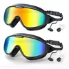 Gafas de natación para adultos con marco grande electrochapado transfronterizo personalizadas para hombres y mujeres, impermeables antivaho de alta definición con tapones para los oídos integrados