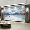 Tecido de Parede Decorativo Estilo Chinês Novo Pintura de Paisagem com Tinta Tecido de Parede para Fundo de TV Murais de Parede para Sala de Estar Sofá Papel de Parede para Escritório