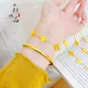 Pulsera Popular de Oro Arena Antigua Escama de Dragón Flor de Cuatro Hojas de Xiaohongshu para Mujer, Pulsera de Trébol Hielo Triturado Cinco Flores al por Mayor