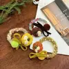 Ligas para el cabello de punto retro con diseño de flor de calabaza para otoño e invierno para mujer, con dulces diseños de moños, círculos para el cabello de hilo y accesorios para el cabello para coletas y chongos