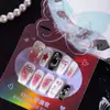 Estuche con juego de pegatinas para uñas para usar, diseños sencillos de dibujos animados con pedrería, varias pegatinas de uñas desmontables