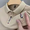 Camisa Polo de Manga Corta para Hombre Nueva de Verano 2026, Camiseta con Cuello de Solapa, Top Polo Bordado de Alta Gama para Hombres de Mediana Edad