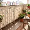 Cortina de privacidad para balcón de plantas tropicales vintage estilo francés, cortina de privacidad para villa, cortina a prueba de viento para barandilla de terraza, tela a prueba de lluvia anti-miradas indiscretas