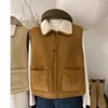 Otoño/Invierno 2026 Estilo Coreano Nuevo Cuero y Piel Integrados Invierno Nuevo Chaleco Delgado Cálido Chaqueta Corta Año Nuevo Versátil