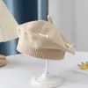 Boina para Niñas para Otoño e Invierno, Lindo Moño Dulce, Gorro de Punto Cálido y Cortavientos para Bebés Niñas, Gorro de Artista Tejido