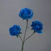 Flor Artificial de Rosa Redonda de Tres Cabezas Flor Artificial Arreglo de Boda Flor de Rosa Individual Adornos para Sala de Estar Flor de Seda Flor Decorativa Boda