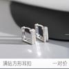 Pendientes de aro geométricos de plata de ley 925 con forma de círculo cuadrado para mujer, con hebilla de oreja a juego, estilo coreano, novedad 2022