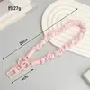 Alça de celular de tecido plissado, Pulseira de pulso xadrez estilo coreano, Chaveiro, Acessório de corrente para celular na cor macaron