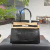 Bolsa Platinum J Costura Externa / 30 Padrão Crocodilo Ferragens de Aço Borda Escovada Família H Óleo Couro Bovino Camada Superior Bolsa de Mão Feminina