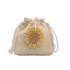 Bolso Tejido para Mujer Nuevo de Moda Verano 2025 de Paja Lindo Casual Tipo Cubo Moda para Chica Bolso de Hombro Cruzado