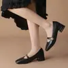 Zapatos Mary Jane Mujer Tacón Grueso 2023 Zapatos de Tira Nuevos Zapatos de Tacón Medio Boca Baja Primavera y Otoño Comercio Exterior Zapatos Pequeños de Cuero para Mujer