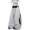 Comercio Transfronterizo Patchwork Jazz Hip-Hop Retro Pantalones Deportivos de Dos Piezas Falsas para Hombre Estilo Americano Doble Cintura Rayados de Pierna Ancha para Mujer