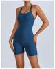 Traje de Yoga Transfronterizo Europeo y Americano para Mujer con Almohadilla en el Pecho Hermosa Correa en la Espalda Fitness Deportivo de Secado Rápido Short Melocotón Cadera