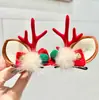 Navidad Niños Adultos Orejas de Reno Cuernos Pinzas para el Cabello Lazos Cascabeles Pompones Clips Dobles Accesorios para el Cabello Nuevo