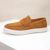 Mocasines para Hombre de Verano Piel Genuina Transpirables Slip-On Ante Ante Zapatos Perezosos Suela Suave Tenis Casuales