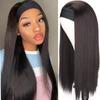 Peruca lenço de cabeça peruca nova europeia e americana peruca feminina cabelo longo liso preto fibra química faixa de cabelo peruca fábrica em estoque geração de cabelo