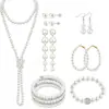 Moda Nueva Transfronteriza Joyería Europea y Americana Collar de Perlas de Imitación Simple Pendientes Elegante Retro Conjunto de Collar Nupcial