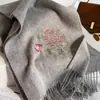 Cachecol 100% Lã Feminino Inverno Peônia Bordado Xale Song Anciãos Mãe Lenço de Pescoço Presente de Aniversário