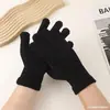 Luvas de Tricô de Chenille Elástico Grossas e Quentes de Inverno para Homens e Mulheres