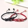 Pulsera de Cristal de Fresa Mori para Mujer Pulsera Tejida de Cuerda Roja de Cristal Rosa Obsidiana Negra Mejor Amigo de Pareja Regalo de Cumpleaños