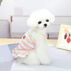 Ropa de Perro Estilo Verano Delgado Vestido de Princesa para Perros Pequeños con Tirantes para Bichón Frisé y Gatos, Bordado Rayado de 24 Colores con Diseño de Cereza