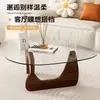 Mesa de centro de cristal, mesa de centro creativa y moderna para sala de estar, adecuada para apartamentos pequeños, mesa pequeña minimalista moderna de lujo ligero